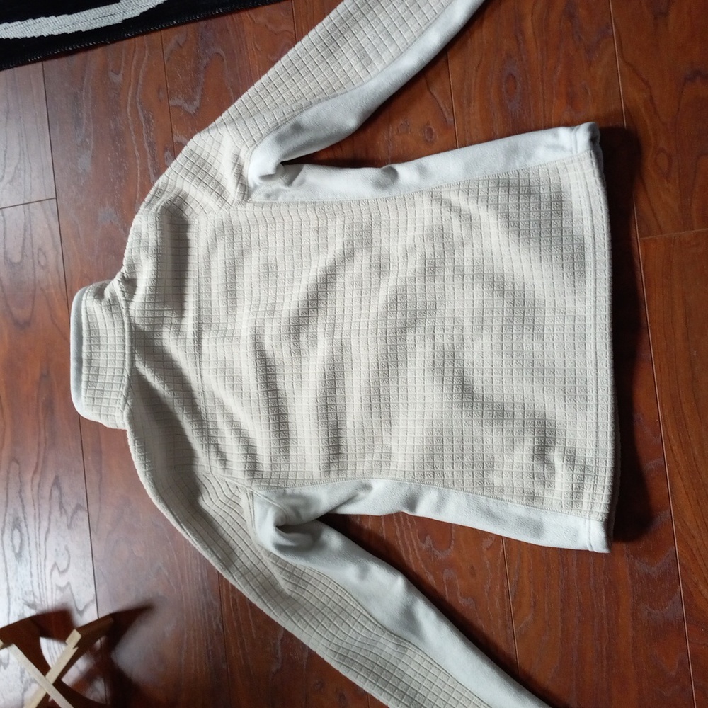 L.L. Bean Womens Cream Textured Fleece Jacket - Picture 2 of 4